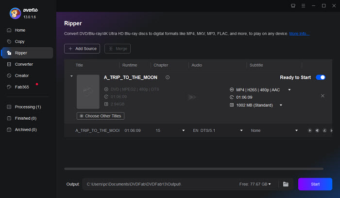 Select Digital Format in DVDFab